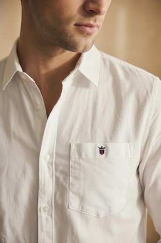 Louis Philippe Men's Over Dyed Solid Premium Slim fit Casual Shirt with Washed Look & Soft Hand Feel