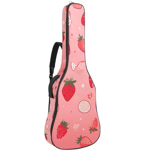 Sac pour guitare acoustique 42.9" étanche à motif fruits rouges avec poches de rangement
