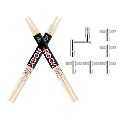 EASTROCK 5A Drum Sticks 2 Pares y Llaves para Batería 6 Piezas miniatura 1