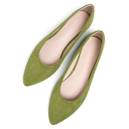 Image of Dear Time Women's Pointed Toe Ballet Flats Simple Casual Office Work Flats Slip-on Comfortable Shoes