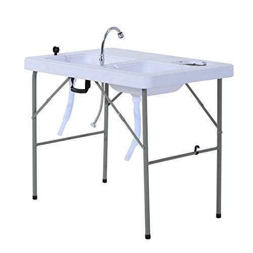 Allblessings Outdoor Foldable Fish Cleaning Cutting Portable Table Kitchen Faucet Sink Camping