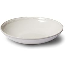 Sur La Table Pearl Pasta Bowl, White, Raised Dot Border Stoneware Bowl for Pasta, Salads and Grain Dishes