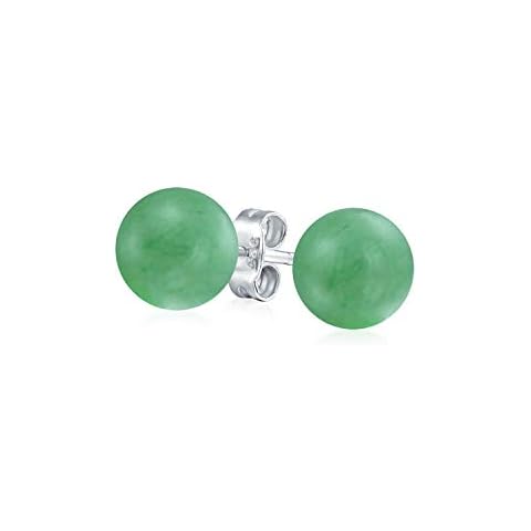 Bling Jewelry Green Aventurine Round Ball Stud Earrings Cover