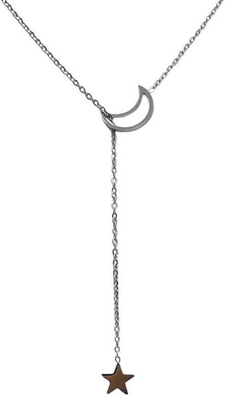 The Moon and Back Necklace, Pendant Moon And Back Shape With Dainty Long Chain, Fashion Jewelry For Girls