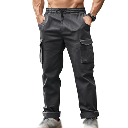 evzosrz Tactical Cargo Pants Mens Casual Drawstring Stretch Joggers Relaxed Fit Elastic Waist Work Pants with Multi Pockets2