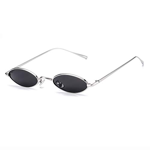 Image of COASION Vintage Small Oval Aesthetic Sunglasses Retro for Women Men Hippie Cool Metal Frame Sun Glasses