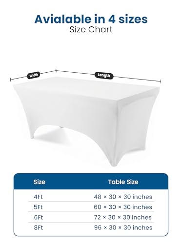 Image of Utopia Kitchen Spandex Tablecloth 2 Pack [4FT, White] Tight, Fitted, Washable and Wrinkle Resistant Stretch Table Cloth Rectangle Cover for Trade Show, Weddings & Parties [48Lx30Wx30H Inch]