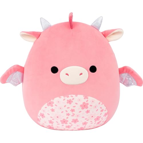 Image of Squishmallows Original 14in Aegi The Pink Dragon with Sakura Print Belly - Official Jazwares Plush (Large)