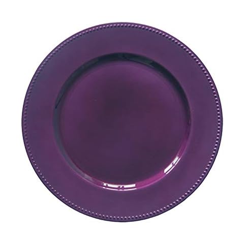 Purple Plastic Beaded Charger Plates - 12 pcs 13 Inch Round Wedding Party Decroation Charger Plates (Purple, 12) Cover