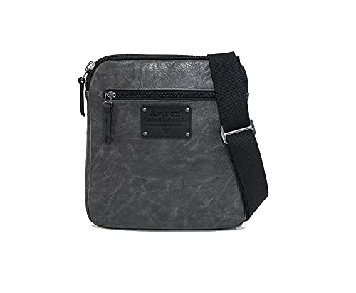 Bandolera plana para hombre Avirex Buffalo: el bolso slim gris ideal para la ciudad