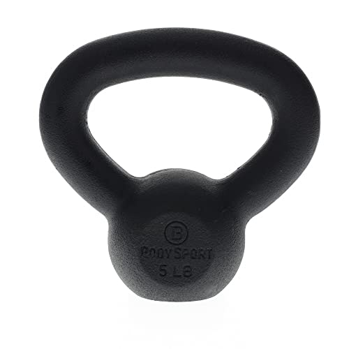 BodySport Cast Iron Kettlebells 5 lb. Strength Training Kettlebell for Weightlifting Core Training & Conditioning Professional Exercise Equipment for Gym & Home Fitness Workouts