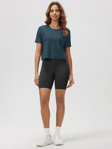 Image of ODODOS Women's Performance Cropped Tee Ultra Soft odSTRATUM Tech Short Sleeve Relaxed Top Crew Neck T-Shirts