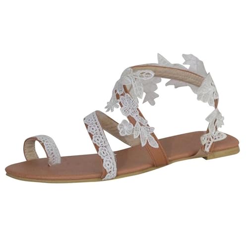Sandales blanches femme JosuE plates et confortables pour l'été