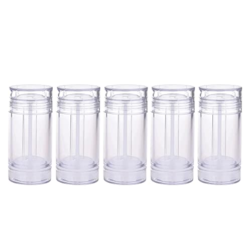 empty deodorant containers - 5 Packs Plastic Deodorant Containers,1 Oz /30ml Empty Clear Cylinder (Bottom Refilling & Twist Up) Refillable Deodorant Tube Bottles Stick Container for Lip balm,Lipstick