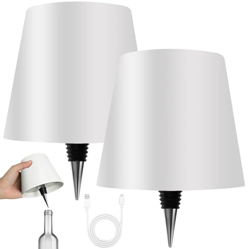 2025 New Wireless Bottle Lamp - LED Bottle Lights for Liquor & Wine Bottles, Cordless Lampshade, Whiskey Bottle Top Light, Bottle Stopper Night Light Kit, Rechargeable 3-Tone Touch-Dimmable 2 PCS