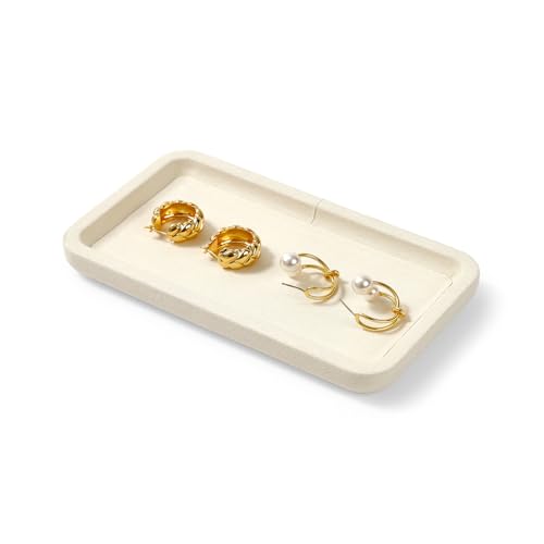 Microfiber Jewelry Trays Stackable Jewelry Display Tray Jewelry Bracelet Necklace Tray Organizer Ring Earring Necklace Organizer Tray Jewelry Trays For Drawers (Beige