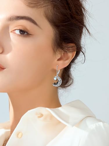 Midari Moonstone Earrings 925 Sterling SilverTree of Life Earrings/Owl Earrings/Bat Earring/Black Cat Earring Moonstone Earrings Birthday Moonstone Jewelry Gift for Women3