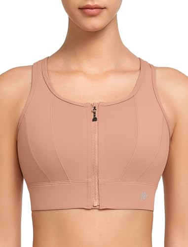 Image of Yvette Front Closure High Impact Sports Bra for Women | Cup Sizes A to DDD Up to 5XL, Sewn in Pads, No Underwire, Breathable Fabric Moisture-Wicking, Easy on and off, Full Coverage