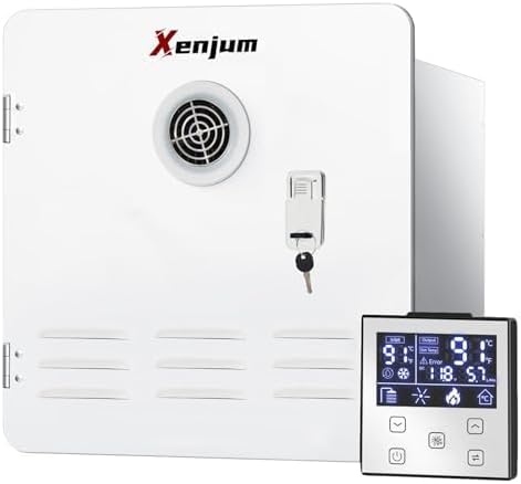 Xenjum RV Tankless Water Heater 65,000 BTU - Propane Instant Hot Water Heater for RV/Camper Van with Showerhead Kit, 12V On-Demand System, Dual Water Outlet & Remote Controller (65,000 BTU)