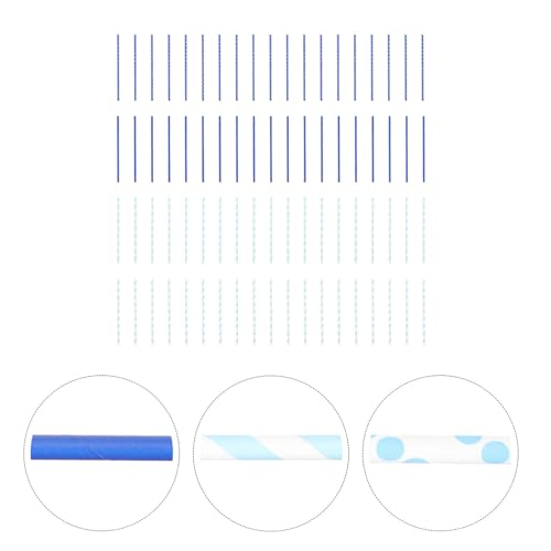 Pitillos de papel azul desechables 200 pcs estilo mixto miniatura 6