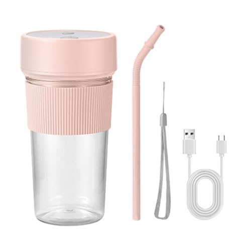 Mini licuadora, 350 ml Mini de zumo de fruta recargable - Diseño de paja Blendele tamaño personal para batidos, batidora de viaje personal con 6 cuchillas para casa, cocina, viajes, deportes