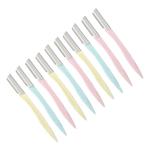 PLAFOPE 10pcs Eyebrow Razor Set Portable Eyebrow Shaper and Trimmer for Women Ergonomic Design Protective Cover for Safe Use for Makeup and Grooming