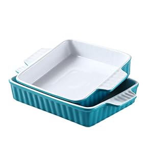 Bruntmor 9.5″ X 7.8″ And 8″ X 7.5″ | Set of 2 Serving Dishes/Platters | Porcelain Ceramic Pan Matte Glaze Baking Dish Bakeware Sets, Oven Safe Baking Dishes For Oven | Roasting Pan | Lasagna Pan