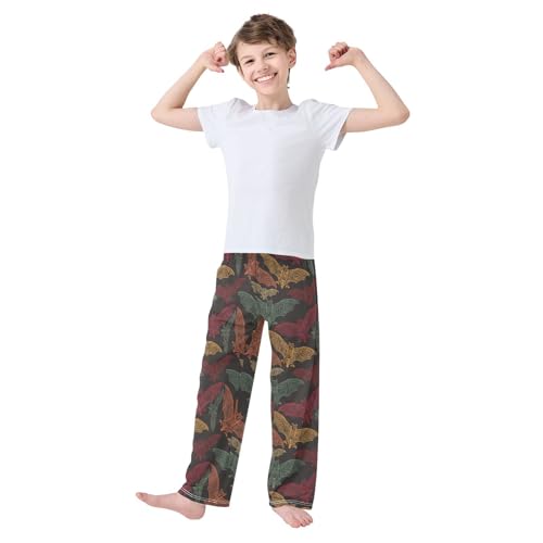 ZZXXB Ethnic Bat Boys Long Pants Soft Trousers Elastic Waist Kids Lounge Bottoms with Pockets S-XL2