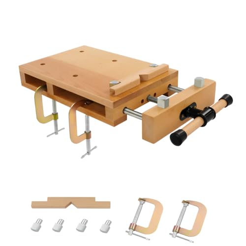 Tragbare Hobelbank, Mobile Werkbank mit Schraubstock, Mini Werkbank 53×28×7 cm, Einstellbare Schraubstock 0–14 cm, Tragfähigkeit 100 kg für...
