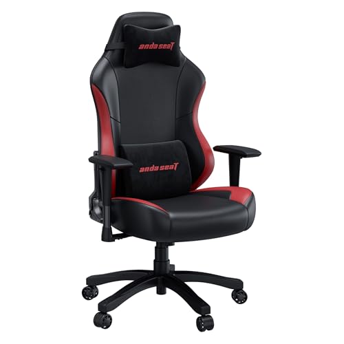 Anda Seat Luna Large Gaming Chair for Adults - Ergonomic Reclining Video Game Chairs, PVC Leather Computer Home Office Chair, Heavy Duty Neck & Back Lumbar Support - Black/Red Folding Recliner Seat