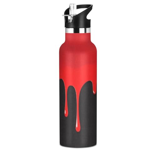 Botella de agua de metal para niños, a prueba de fugas y sin BPA, con asa, doble pared al vacío para viajes, camping, bicicleta, vasos termicos frio y caliente con tapa para niños