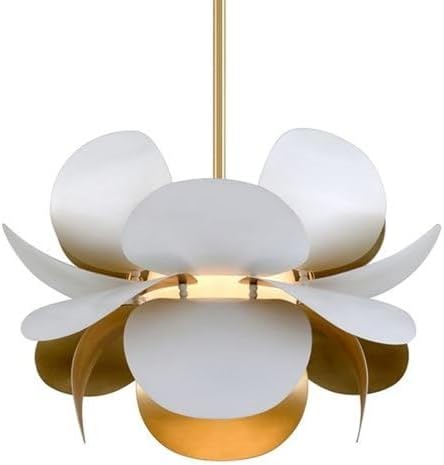Corbett Lighting Ginger - 1-Light Pendant - White and Gold Leaf - Opal White - 26 Inch