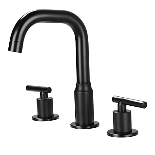 Robinet mitigeur de lavabo à deux poignées noir mat pour salle de bain 3 trous