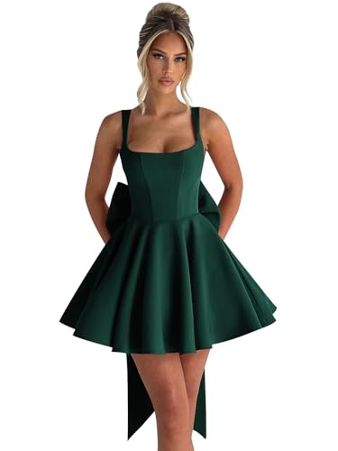 Corset Homecoming Dresses for Teens Satin with Bow Short Prom Cocktail Dress for Women
