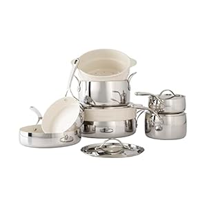 Oprah’s Favorite Things – 12 Piece Triply Stainless Steel Pots and Pans Cookware Set w/Non-Stick Non-Toxic Ceramic Interior, Ceramic Steamer Inserts, & 12 Protective Care Bags