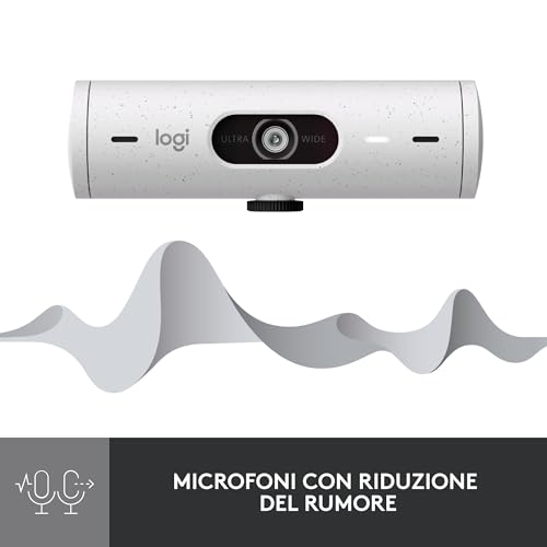 Brio 500 Webcam Full HD Correzione Luce, Show Mode, Microfono Riduzione del Rumore, Copertura Privacy, Streaming, Funziona con Microsoft Teams, Google Meet, Zoom, Cavo USB-C - Bianco - Webcam - Immagine 3