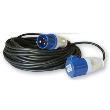 ANTARION - Cable Alargador Eléctrico de 25 m, Cable de Alimentación con Enchufe, Prolongador Enchufe, Toma P17 para Conexión Terminal de Camping Car