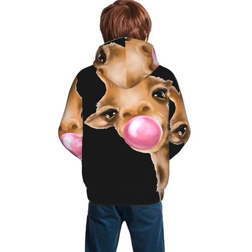 Funny Giraffe Blowing Bubble Kid Hoodies Boys Sweatshirts Girls Pullover with Pocket4