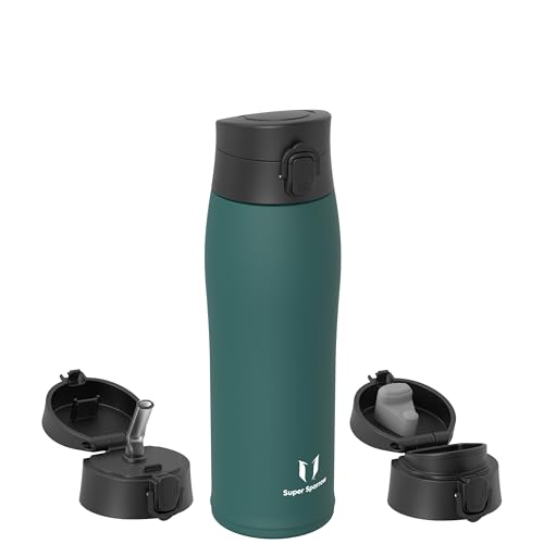 Super Sparrow Botella Agua Acero Inoxidable - Botella Termica - 350ml / 500ml / 750ml / 950ml - Termo Sin BPA, Botella de agua para niños - Incluye 2 Tapas : con Pajita y con Boquilla - Imagen 3