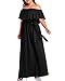 Plus Size Off The Shoulder Long Black Maxi Slit Beach Casual Summer Formal Wedding Guest Ruffle Dress with Pockets Women