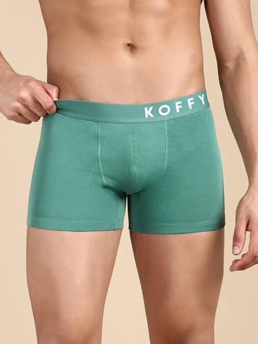 Image of KOFFY Men's 95% Micro Modal 5% Elastane Solid Trunks
