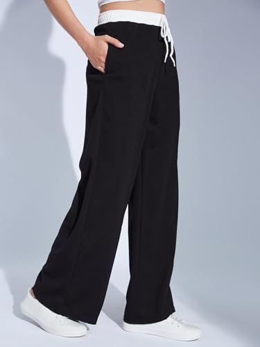 Image of Selvia Women's High Rise Solid Lycra Full Elastic Regular Fit Straight Trouser