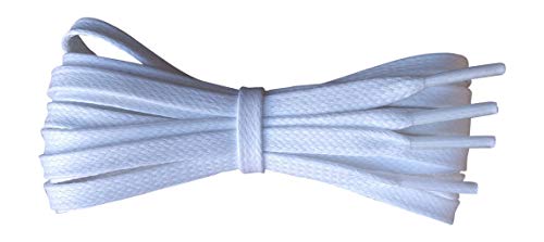 Waxed Cotton Shoelaces â€“ 1/4" flat â€“ Ideal for sports and casual shoes - White