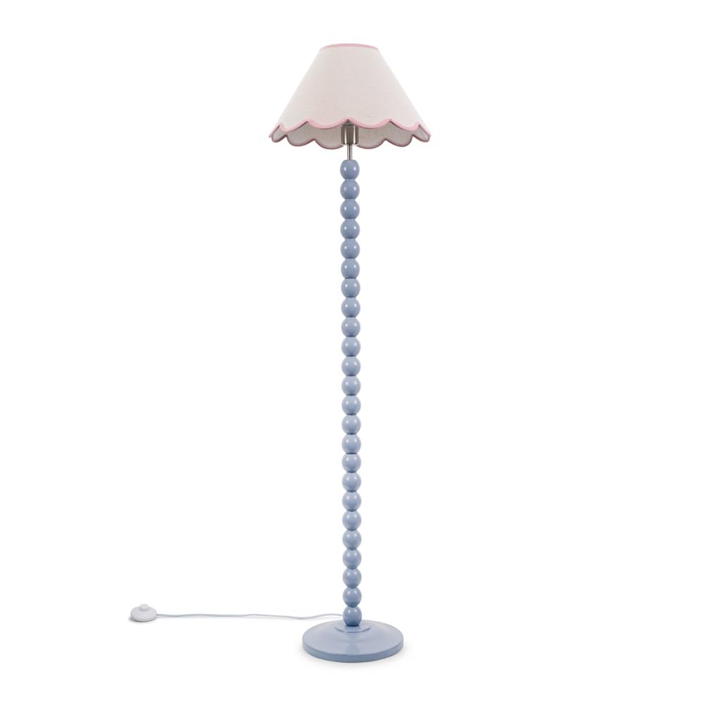Valuelights Pink | Powder Blue Bobbin Stem Standing Floor Lamp With Trim Scallop Shade | Floor Lamps & Torchieres, Home Décor & Improvement Essential | Includes Bulb