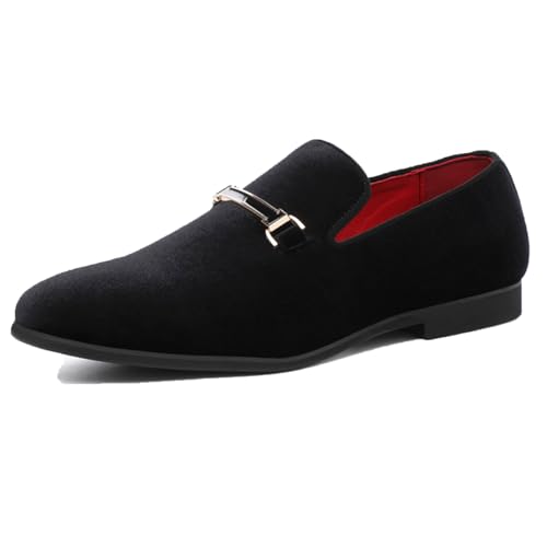 Men Formal Ball Shoes Velvet Loafers red Wedding Horsebit Flat Party Fashion Driving Shoes