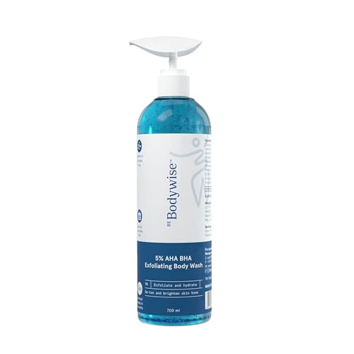 Image of Be Bodywise 5% AHA BHA Exfoliating Detan Body Wash 700ml | For Body Acne, Strawberry Skin, De-Tan | Infused with 3% Lactic Acid, 1% Salicylic Acid, 1% Glycolic Acid | Non-Drying, Paraben Free
