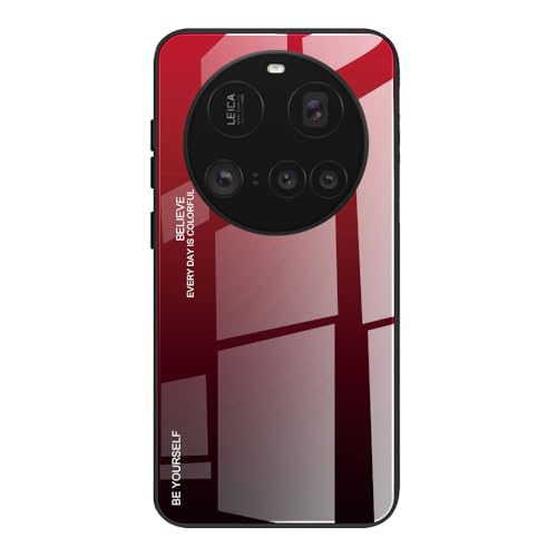 DEDUX Hülle für Xiaomi 15 Ultra Handyhülle Hülle Farbverlauf Glas und TPU Schutzhülle Case Cover für Xiaomi 15 Ultra (Rot/Schwarz)