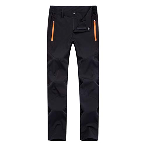 Haobing Unisexo Pantalones de Acampada y Marcha Ligero Stretch Pantalón de Senderismo y Trekking Pantalones de montaña (Negro Hombre, CN S)