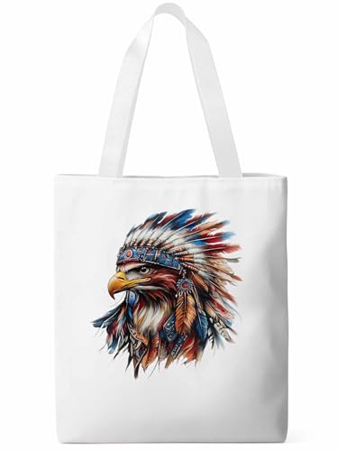 Canvas Tote Bag, Western Eagle Watercolor Aesthetic Canvas Tote Handbags for Women Shoulder Bag