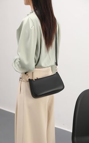 Image of Shoulder Bag for Women Retro Vegan Leather Classic Clutch Tote HandBags Purses with Zipper Closure